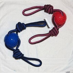 Pink and Blue Spiked Ball Rope Toy